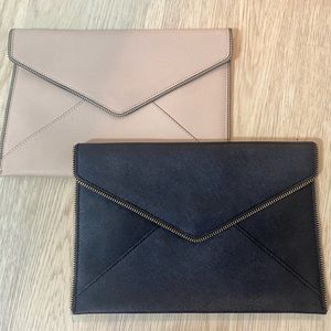 Double Trouble! Black and Pale Nude Pink Rebecca Minkoff Envelope Clutches - 2!